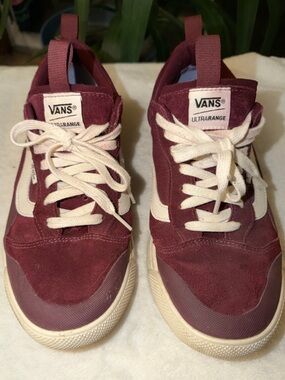 Vans Burgundy Suede Sneakers with Cream Tag